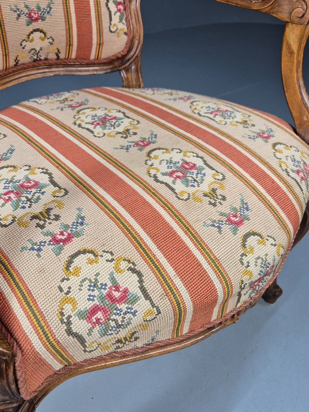 Vintage Danish Armchair in French Rococo Style Floral 1960s EB9618 VCAR - UKDK FURNITURE