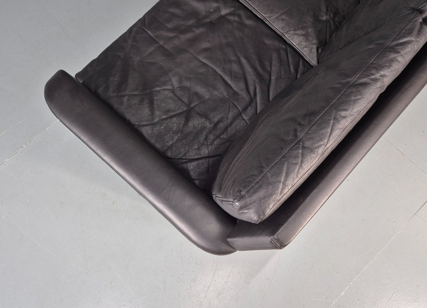 Vintage 3 Seat Sofa 1960s Danish Black Leather Mid Century Modern EB11384 M3SS17