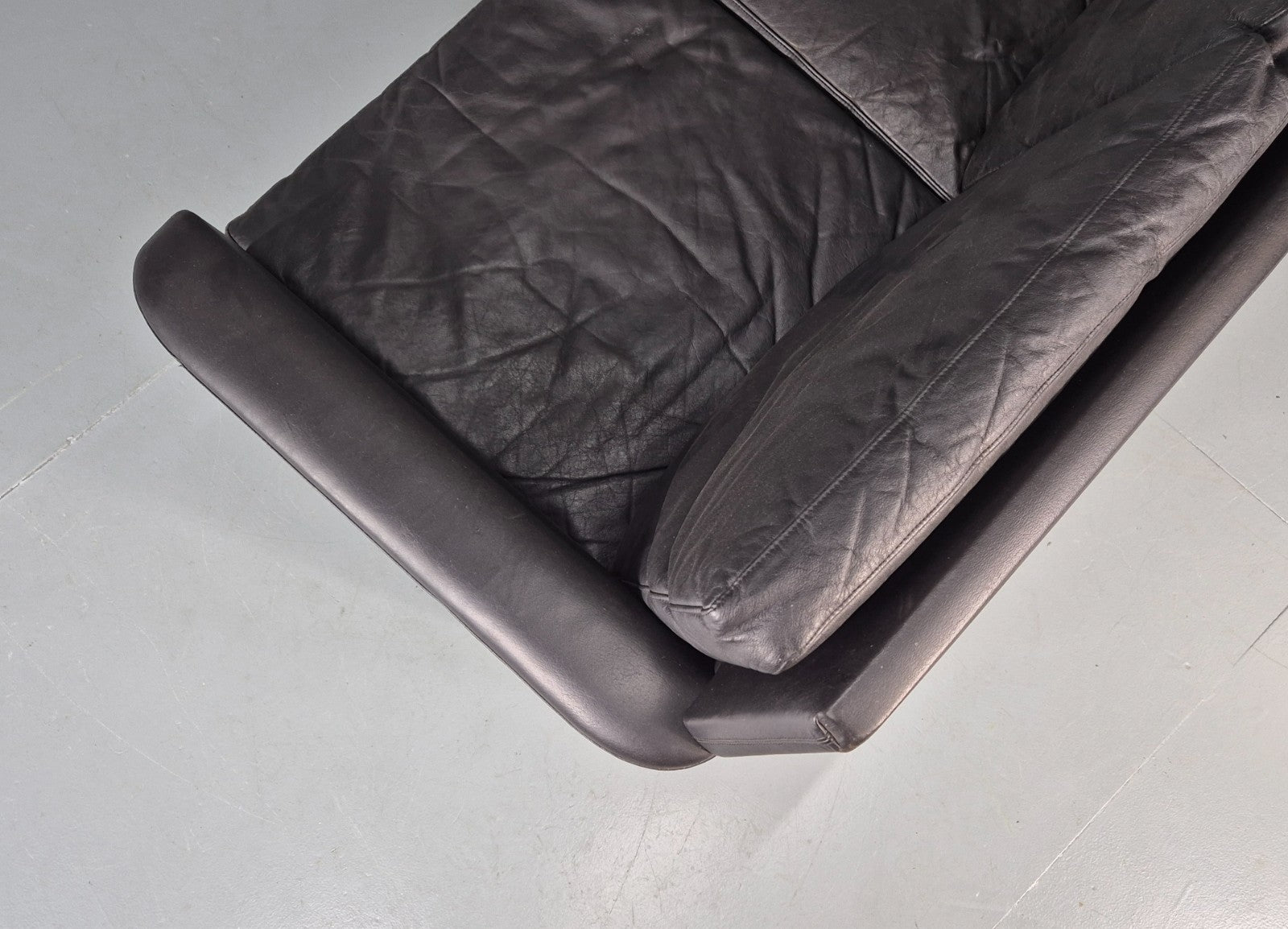 Vintage 3 Seat Sofa 1960s Danish Black Leather Mid Century Modern EB11384 M3SS17