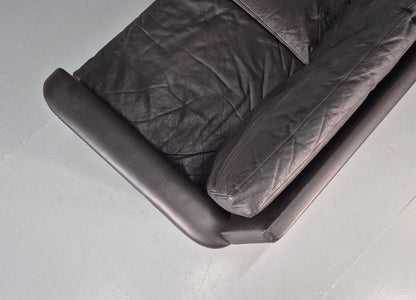Vintage 3 Seat Sofa 1960s Danish Black Leather Mid Century Modern EB11384 M3SS17