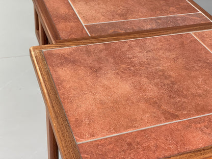 Vintage Teak Nesting Tables Tile Topped 1970s Retro Design EB9757 MWOO - UKDK FURNITURE