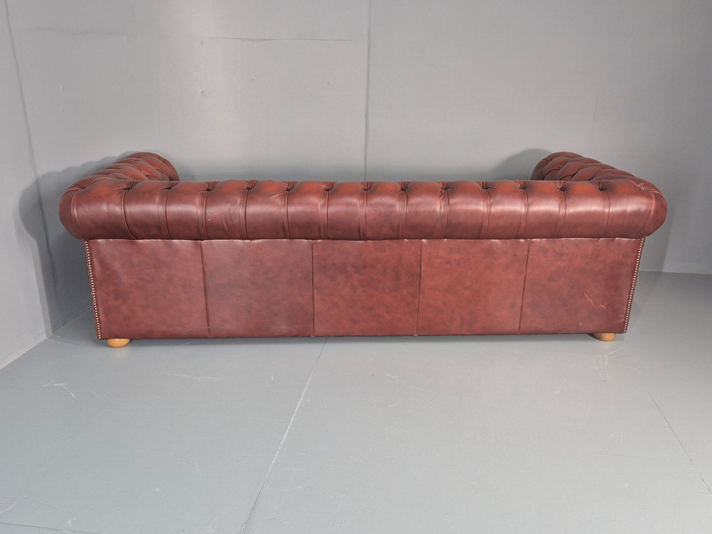 3 Seater Chesterfield Sofa Red Leather Studded Vintage EB11028 VCHE17