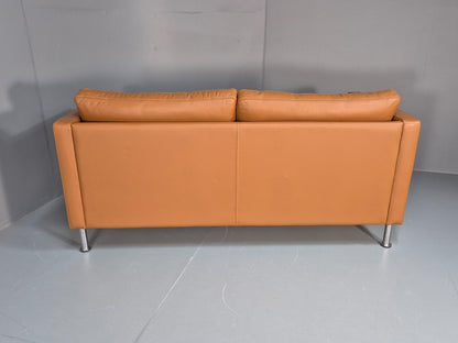 Vintage Tan Leather Two Seater Sofa Danish 1970s Retro Mid Century  EB10100 M2SS15