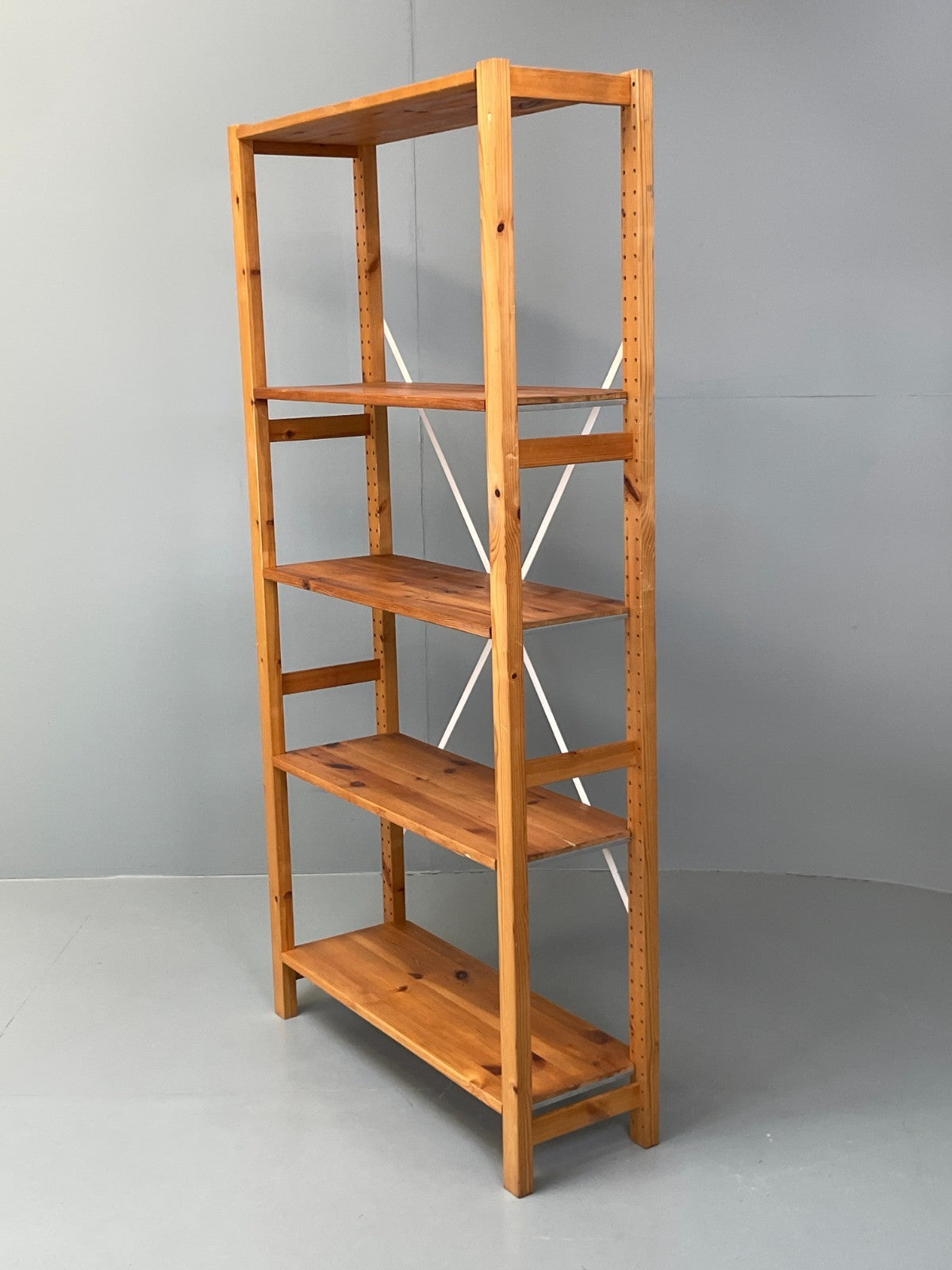 Pine Open Shelving Unit Adjustable Retro Scandi Solid EB11784 MWOO9