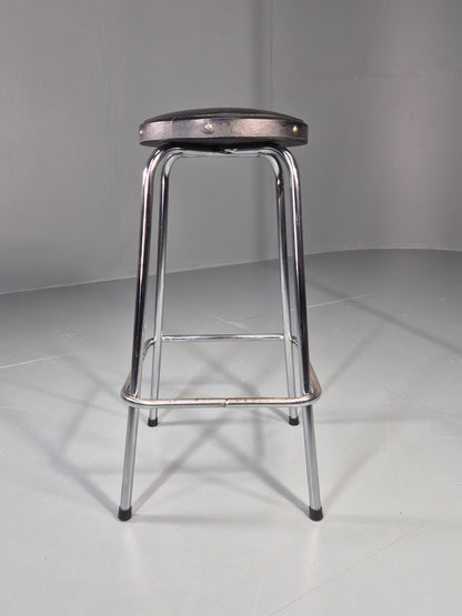Vintage Bar Stool Black Vinyl and Chrome 1980s Bauhaus style Retro EB11274 MDIN2