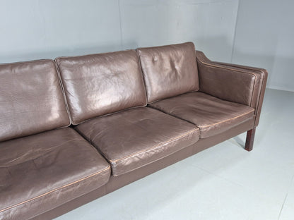 Vintage 2 Seater Settee 1970s Danish Brown Leather Mogensen Style EB11641 M3SS2