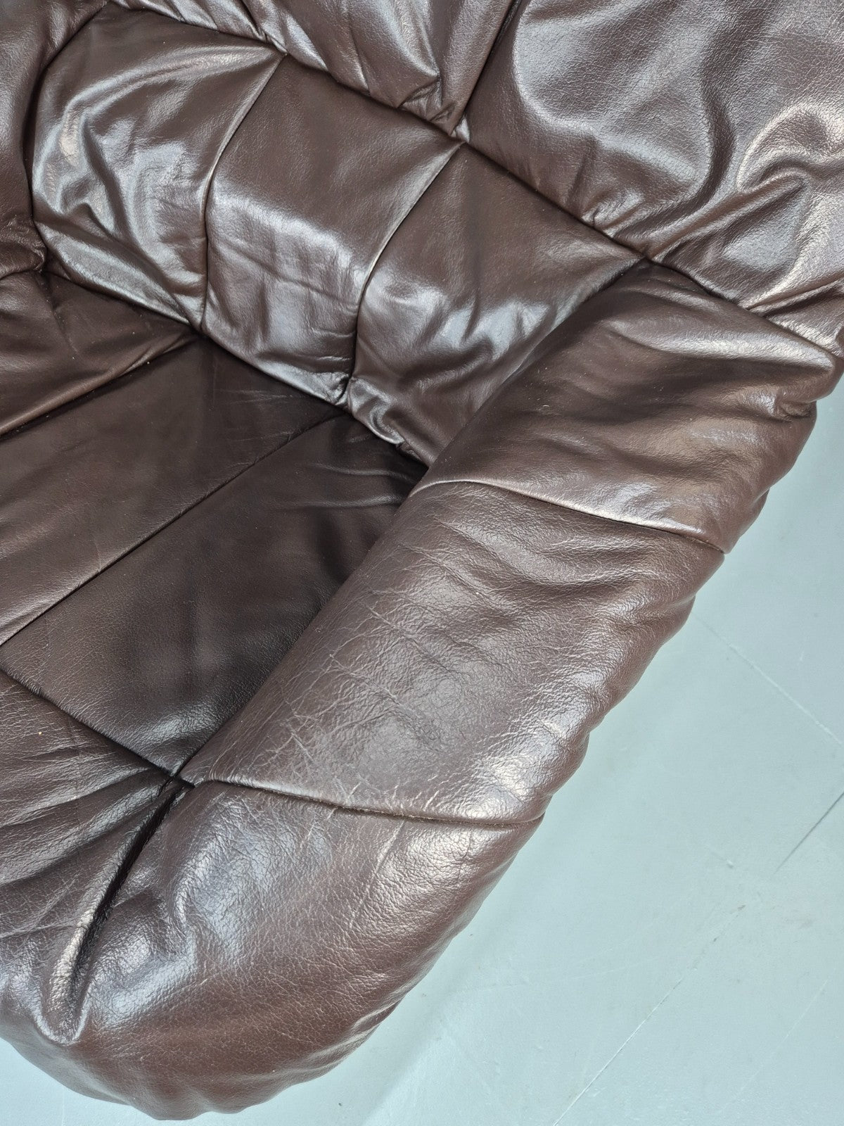Swivel and Rock Bentwood Chair Danish Leather Vinyl  1980s Vintage EB11414 MBEN10