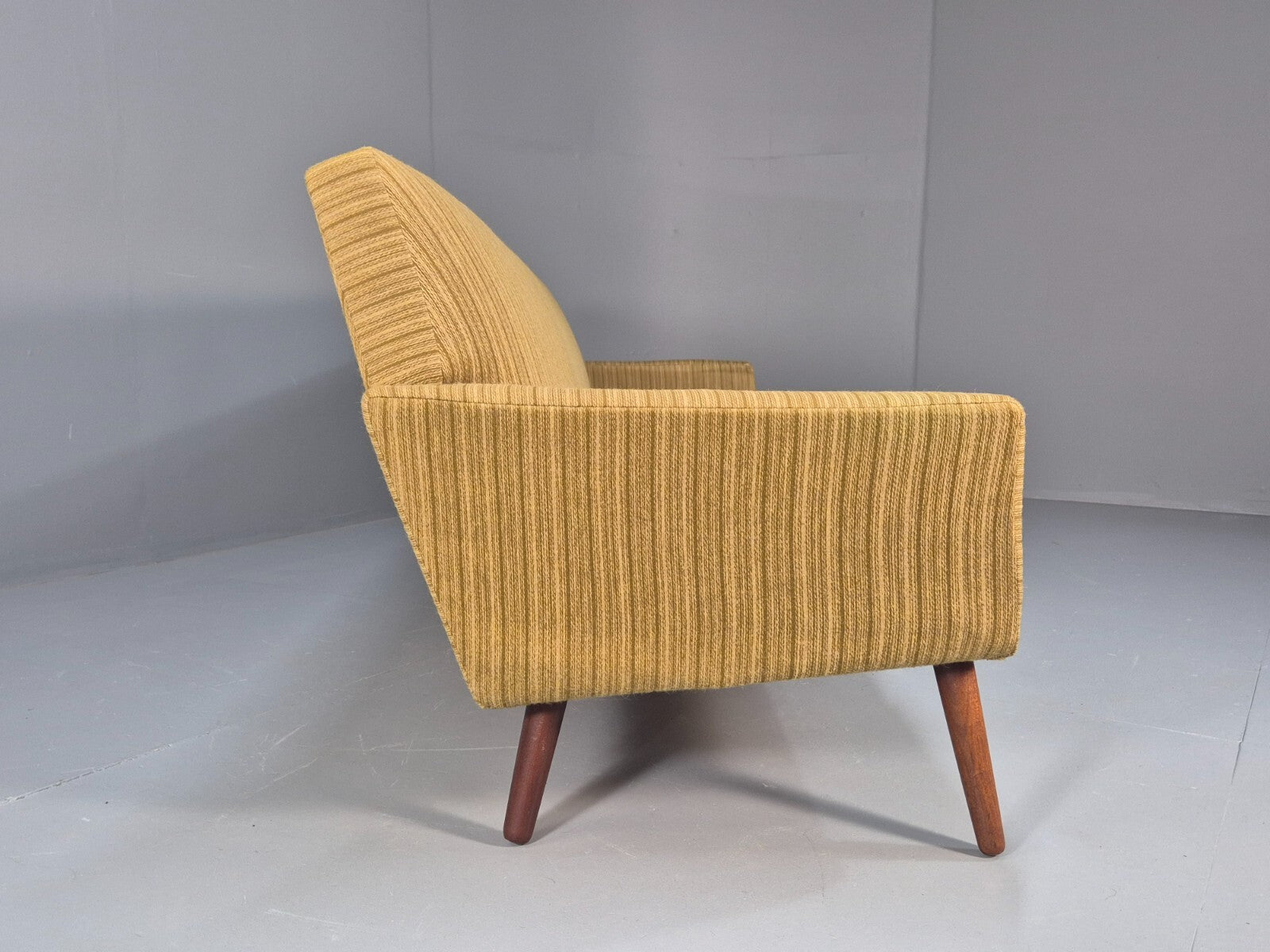 Danish 1960s 4 Seat Sofa Green Wool Teak Legs Retro Mid Century EB9746 M4SS - UKDK FURNITURE