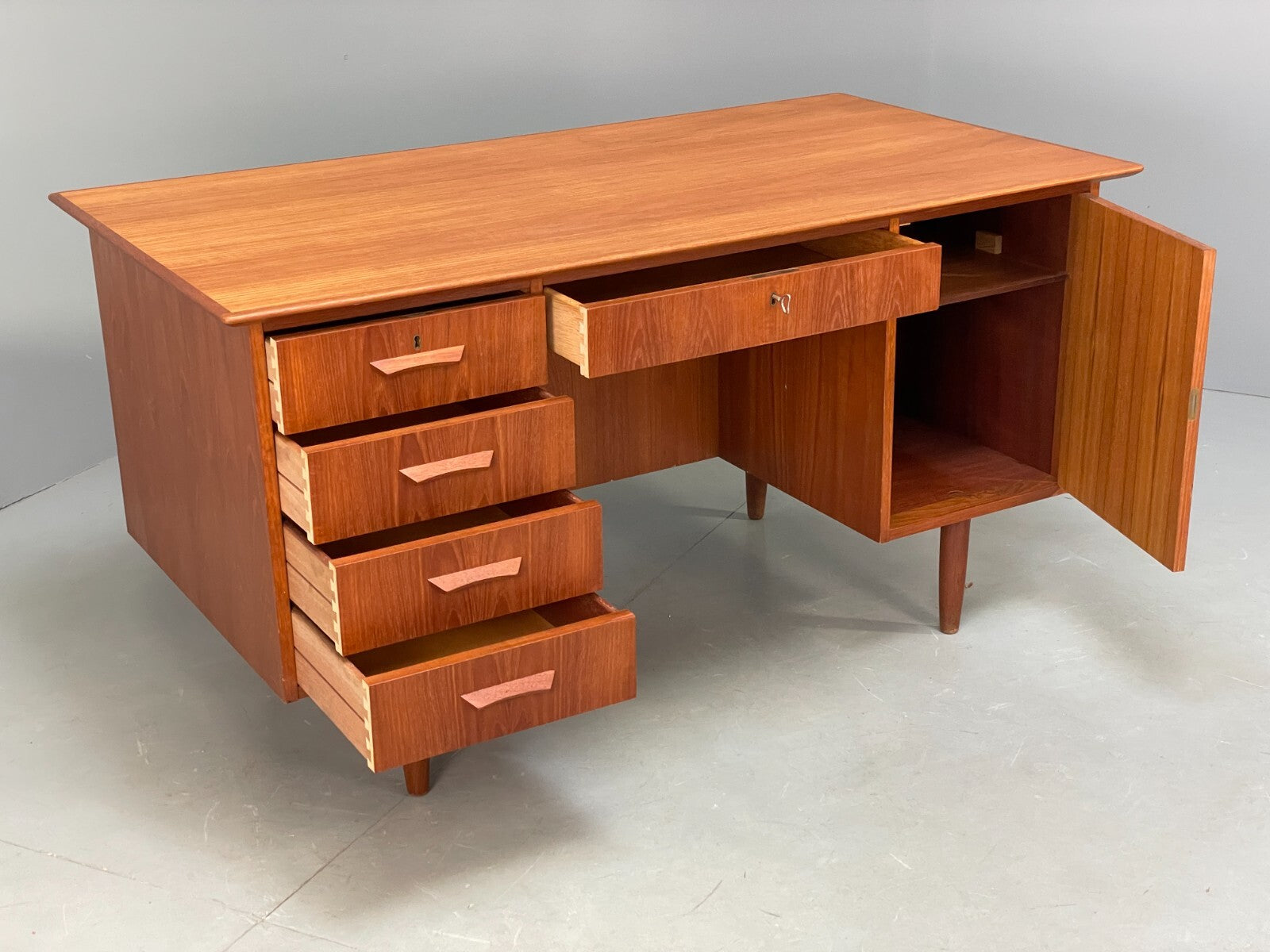 Vintage Danish Teak Desk With Drawers Shelving Mid Century Style EB9125 MWOO - UKDK FURNITURE