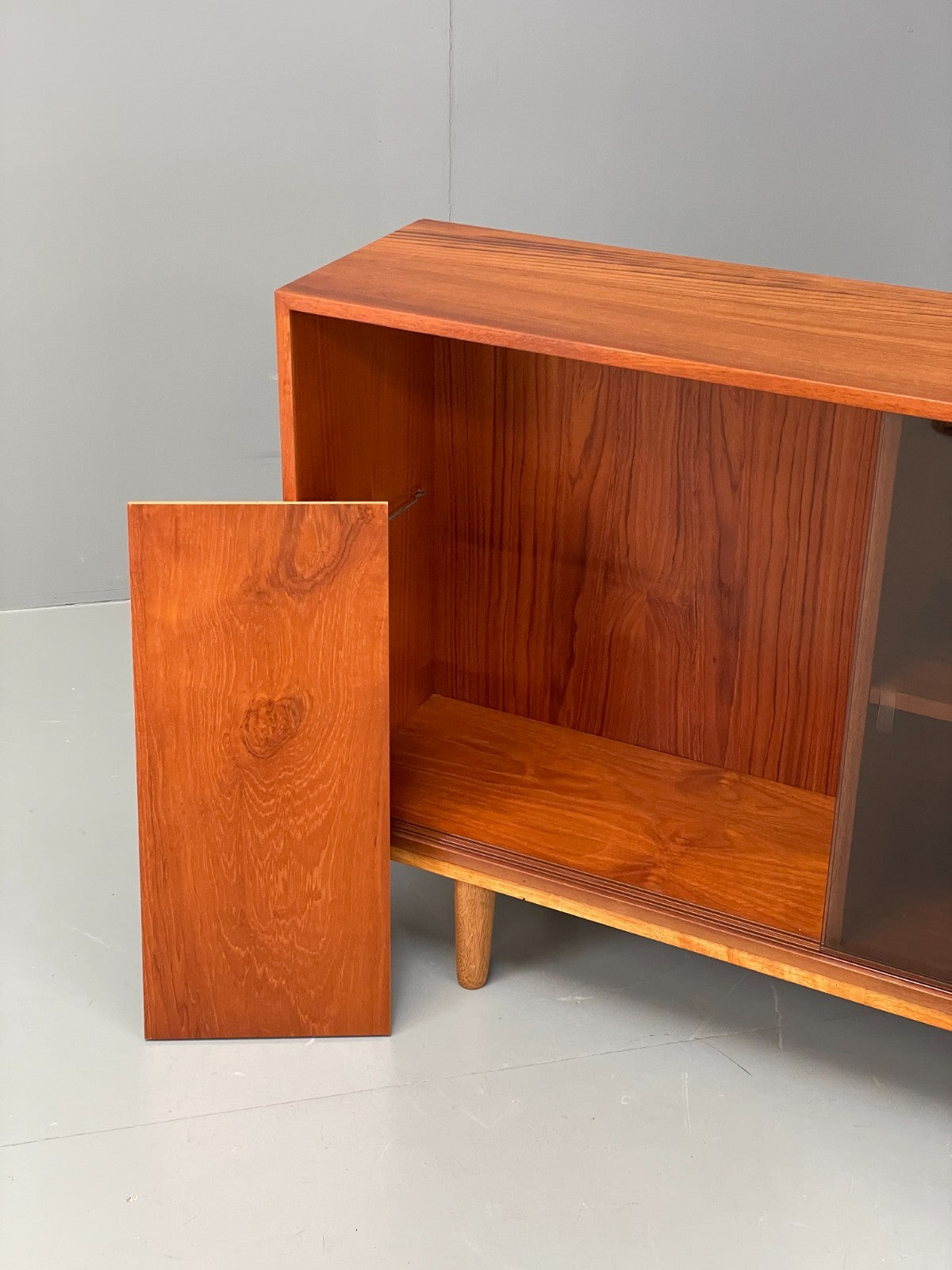 Vintage Teak Glazed Bookcase Danish 1970s Shelving Glass Retro EB11797 MWOO11