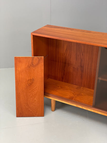 Vintage Teak Glazed Bookcase Danish 1970s Shelving Glass Retro EB11797 MWOO11