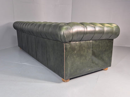 3 Seater Chesterfield Sofa Green Leather Studded Vintage EB11024 VCHE20