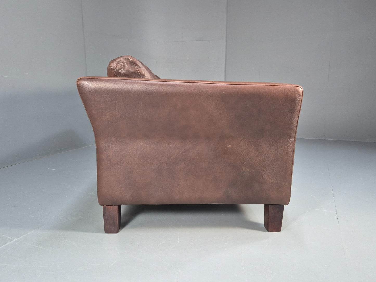 Vintage Danish Two Seater Settee in Brown Leather 1970s Danish Retro EB8351 M2SS11