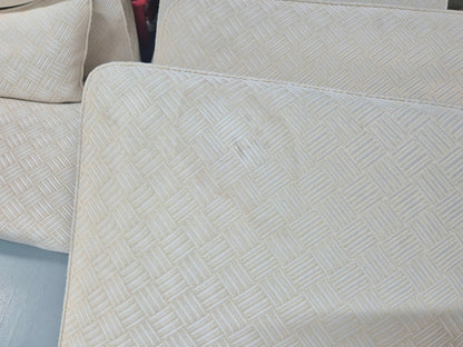 Vintage 3 Seater Sofa Retro Danish Cream Patterned Fabric EB10520 M2SS10
