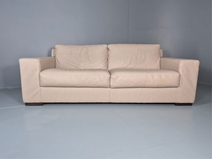 Vintage Natuzzi 2 Seat Sofa Cream Leather Modern Design EB11650 M2SS5