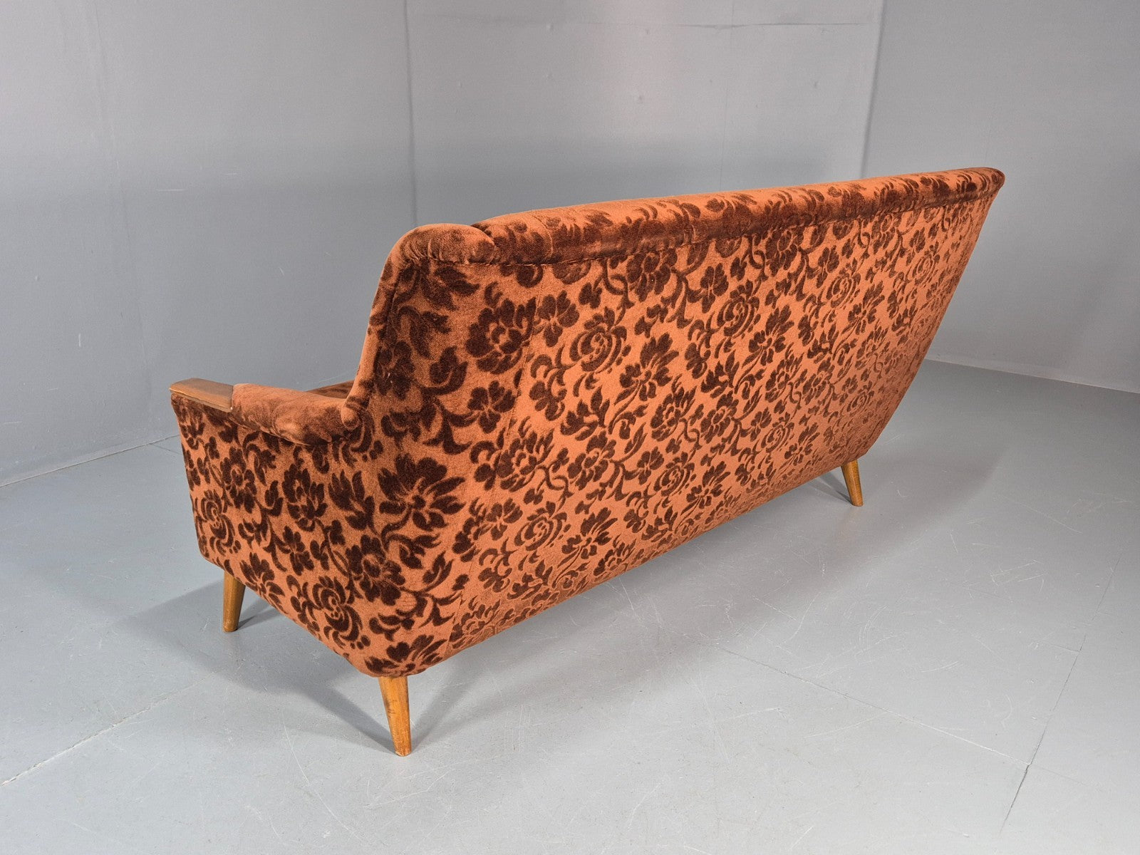 Vintage Three Seater Sofa Lani Sweden 1960s Retro Brown Floral MCM EB11080 M3SS18