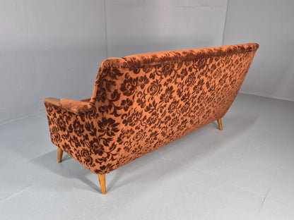 Vintage Three Seater Sofa Lani Sweden 1960s Retro Brown Floral MCM EB11080 M3SS18