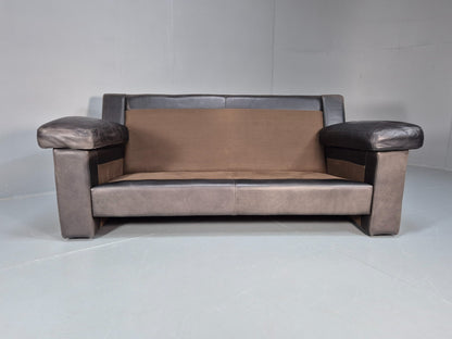 Vintage Two Seat Settee 1980s Danish Black Leather Retro EB10109 M2SS4