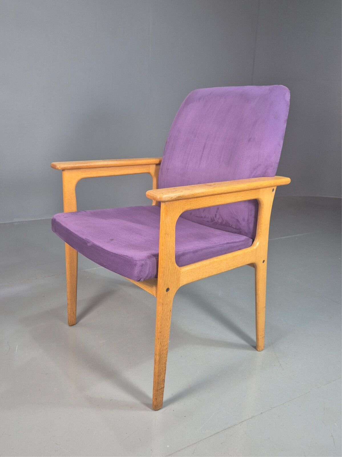 Vintage Danish Elbow Chair Purple Oak Frame O D Mobler Retro MCM EB8000 MNOR - UKDK FURNITURE