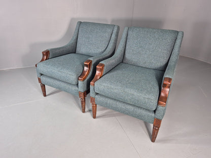 2 Vintage regency Style Armchairs 1970s Danish New Upholstery  EB11135 VCLO4