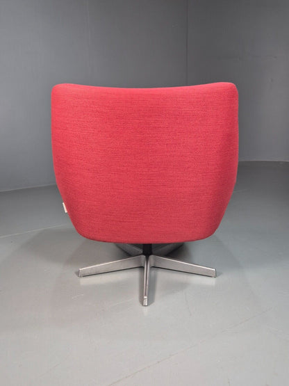 Vintage Swedish Swivel Chair Red Wool Ihreborn 1970s Retro EB7900 MSWI - UKDK FURNITURE