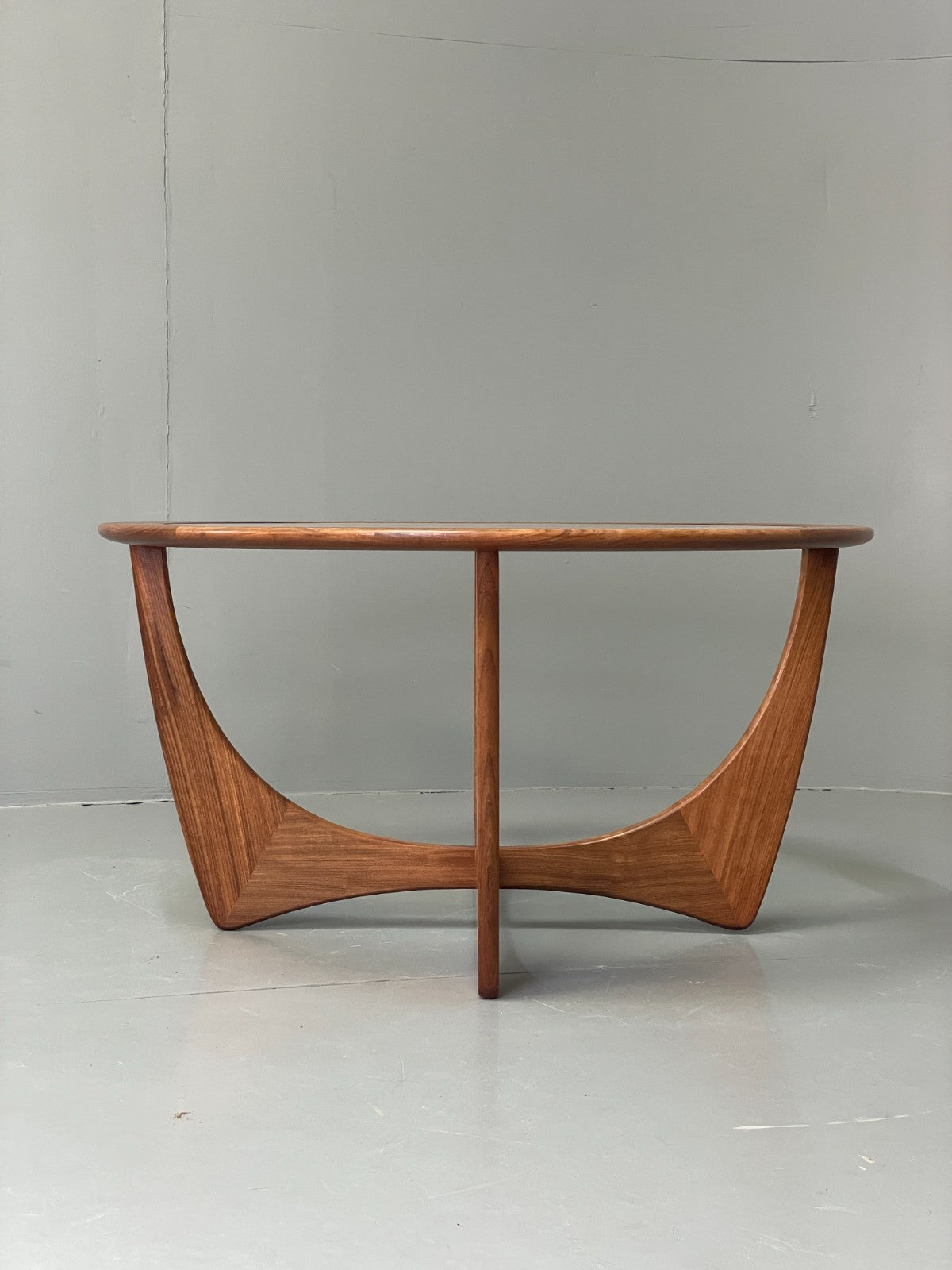 G Plan Astro Coffee Table Round Teak 1960s Mid Century Vintage Glass Top EB116922
