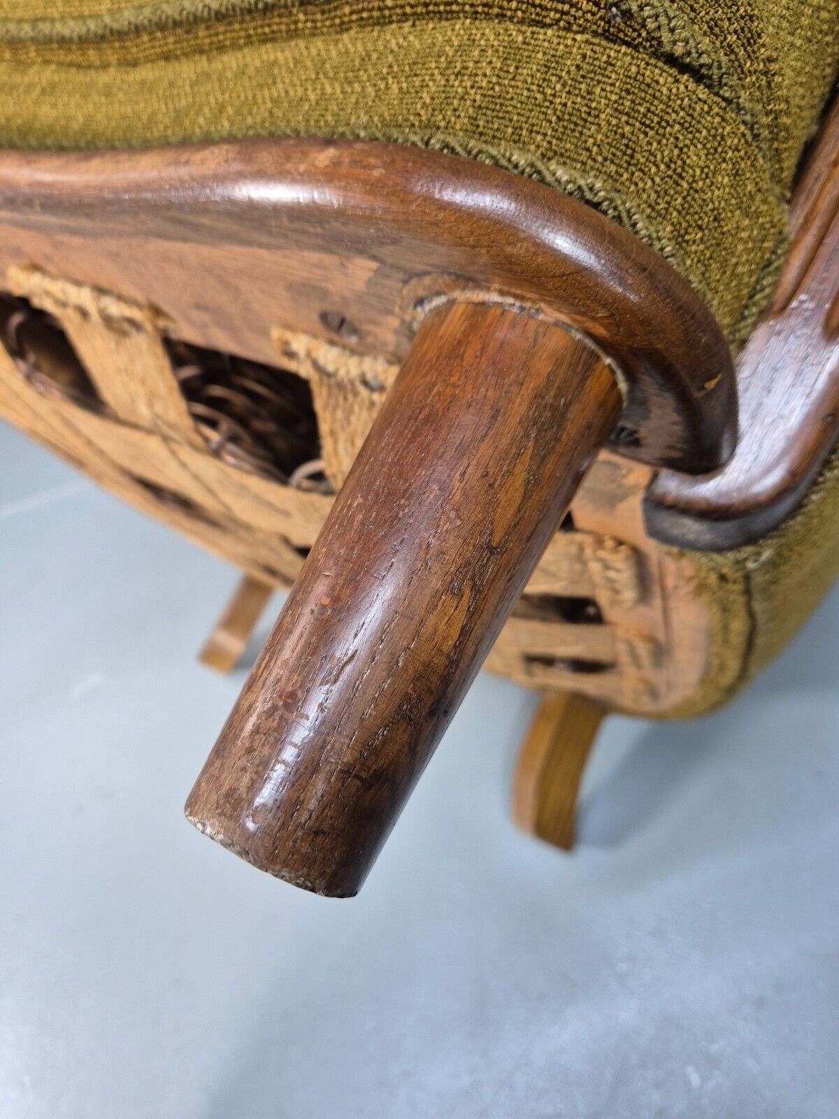 Art Deco Danish Oak Lounge Chair Green Wool 1940s Retro EB9047 VCLO - UKDK FURNITURE