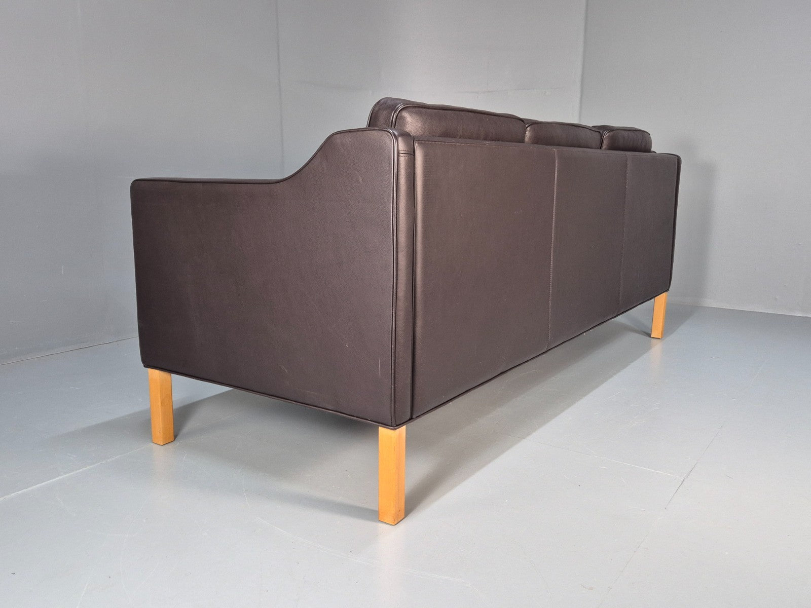 Vintage Danish 3 Seat Sofa Dark Brown Leather 1970s Retro MCM EB10071 M3SS17