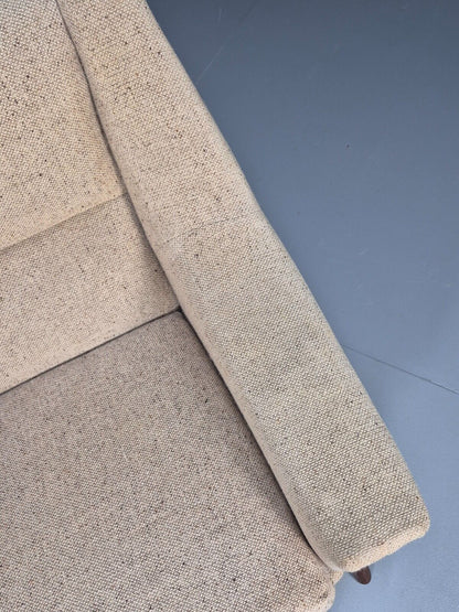 Midcentury Danish Arm Chair Oatmeal Wool Fabric Vintage Seating EB8880 MNOR - UKDK FURNITURE
