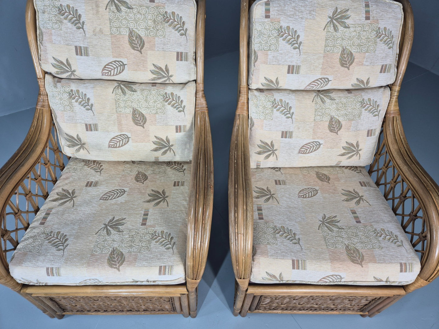 2 Vintage Rattan Conservatory Chairs 1990s Retro EB11286 VBER16