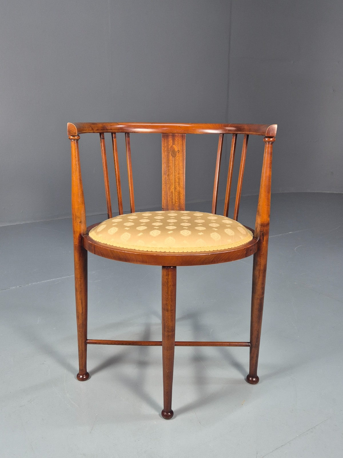 Edwardian Art Nouveau Corner Chair Mahogany Frame Tulip Inlay 1900s EB10715 VDIN1