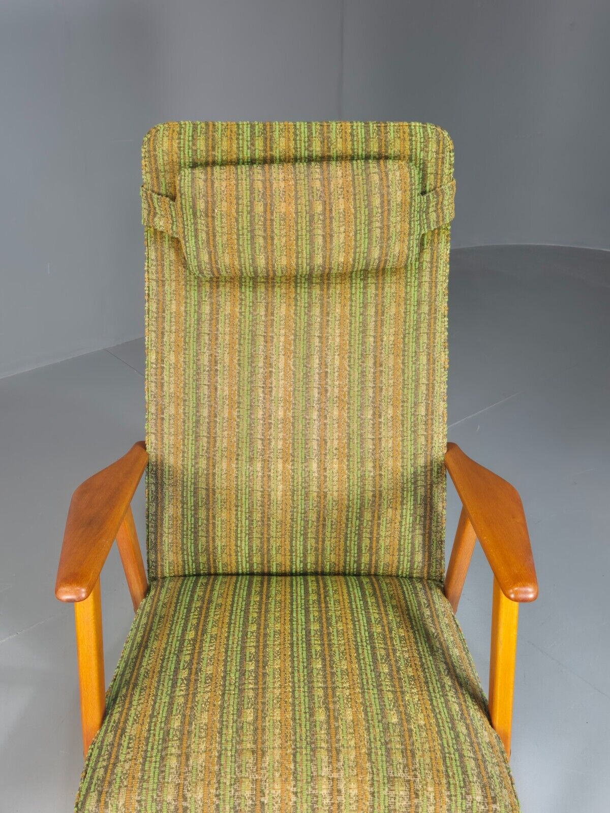 Vintage Swedish Lounge Chair Green Wool Teak Frame 1960s Retro MCM EB7895 MNOR - UKDK FURNITURE