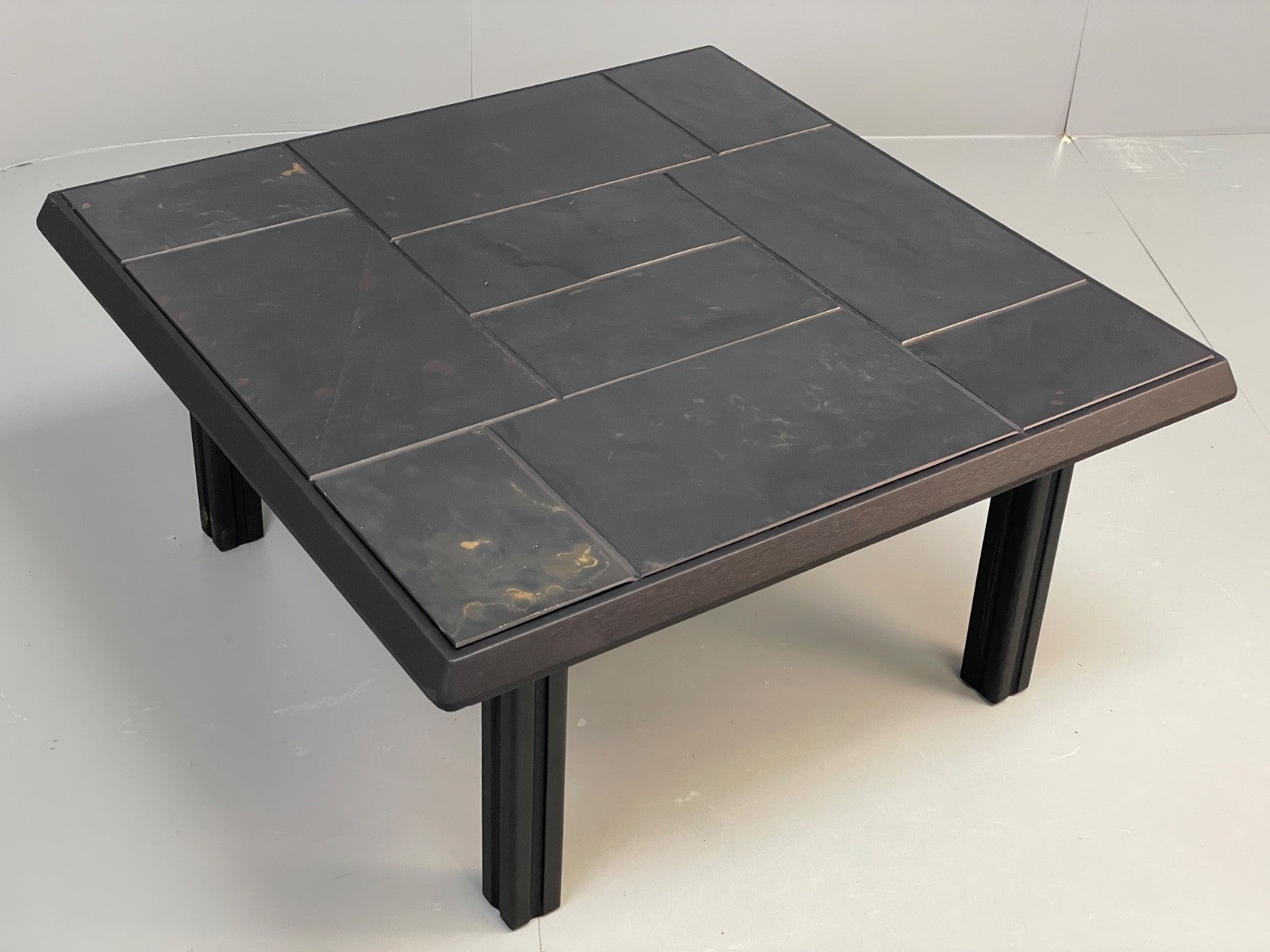 Vintage Tiled Coffee Table Danish 1980s Charcoal Grey Square EB10963 MWOO13