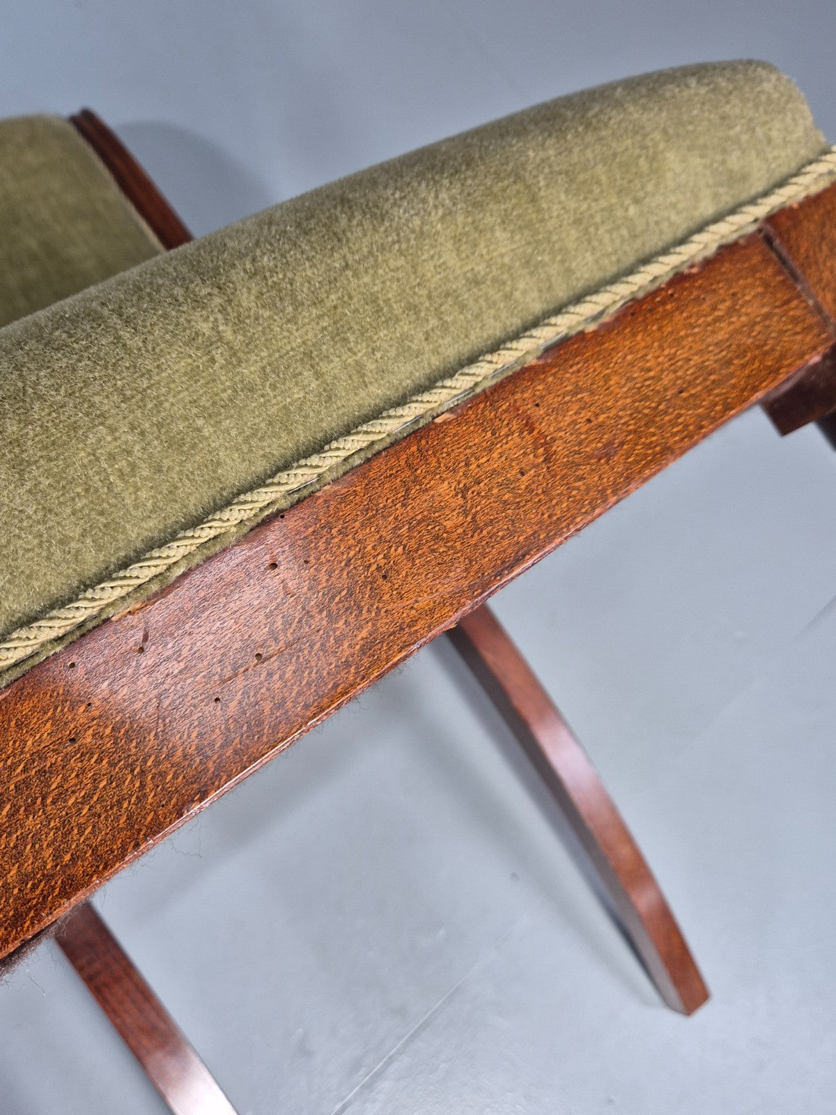 Antique Danish Dining Chair Mahogany Frame 1850s Green Velour EB11321 VDIN11