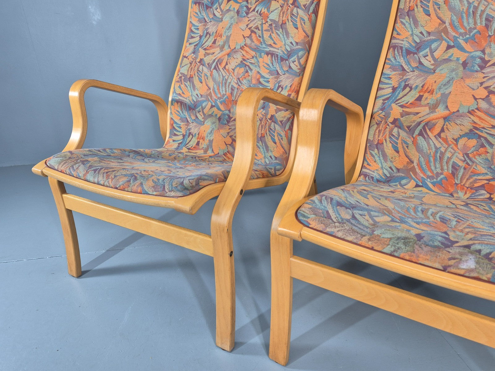 2  Vintage Bentwood Lounge Chairs Finn Ostergaard 1980s Retro MCM EB111339 MBEN5