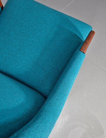 Vintage 1960s Lounge Chair Reupholstered Blue K E Ekselius For JOC EB11092 MNOR15