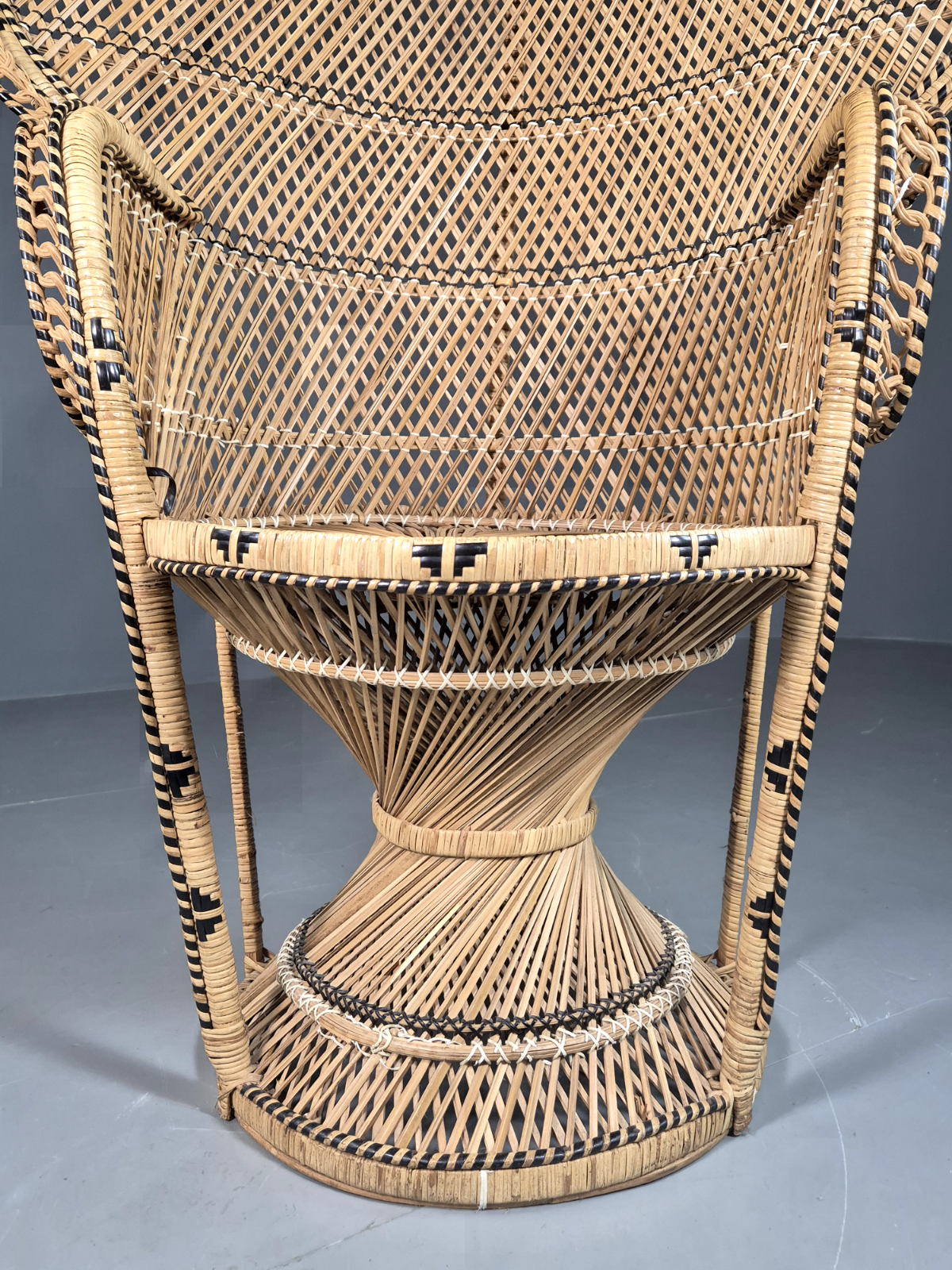 EB7116 Vintage Bamboo Cane Peacock Chair 1980s Retro VBER - UKDK FURNITURE