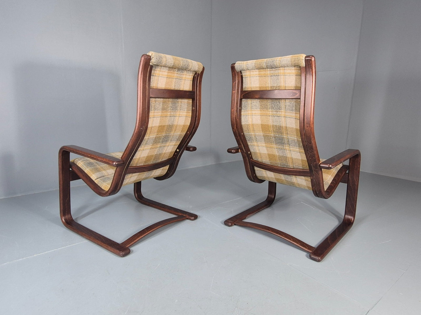 2 Mid Century Lounge Chairs New Upholstery 1970s Retro Danish  EB10325 MBEN10