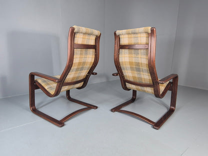 2 Mid Century Lounge Chairs New Upholstery 1970s Retro Danish  EB10325 MBEN10