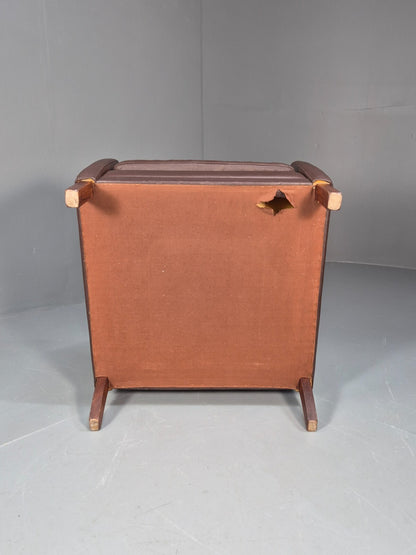 Vintage Brown Leather Wingback Chair Retro Mid Century Danish Design EB9329 MNOR - UKDK FURNITURE