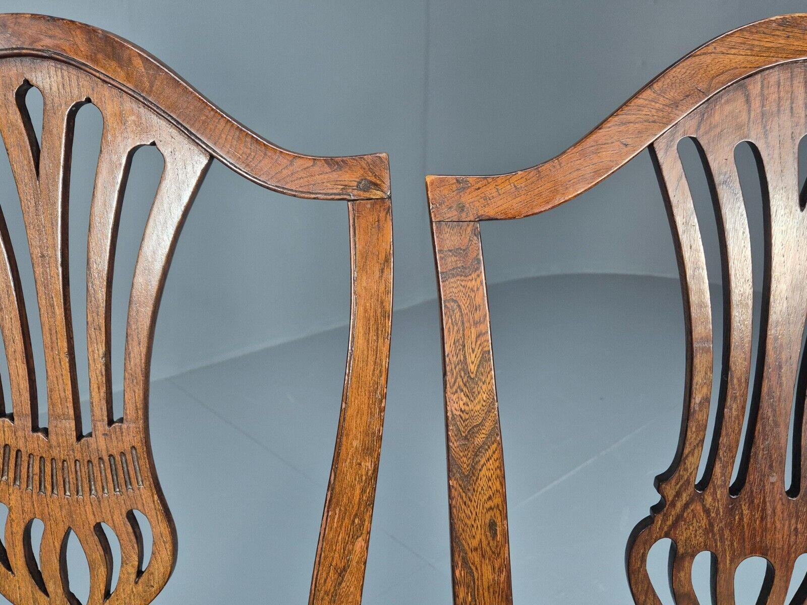 2 Vintage Oak Dining Chairs Green Floral Georgian Style Antique EB9084 VDIN - UKDK FURNITURE
