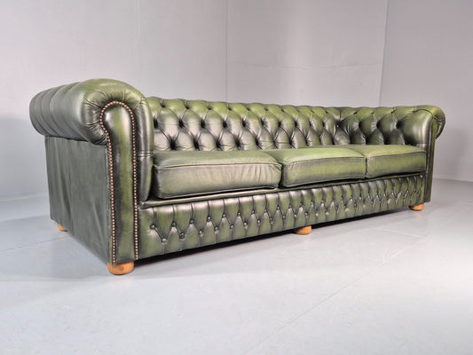 Three Seater Green Leather Chesterfield Quality Version Retro EB11032 VCHE1