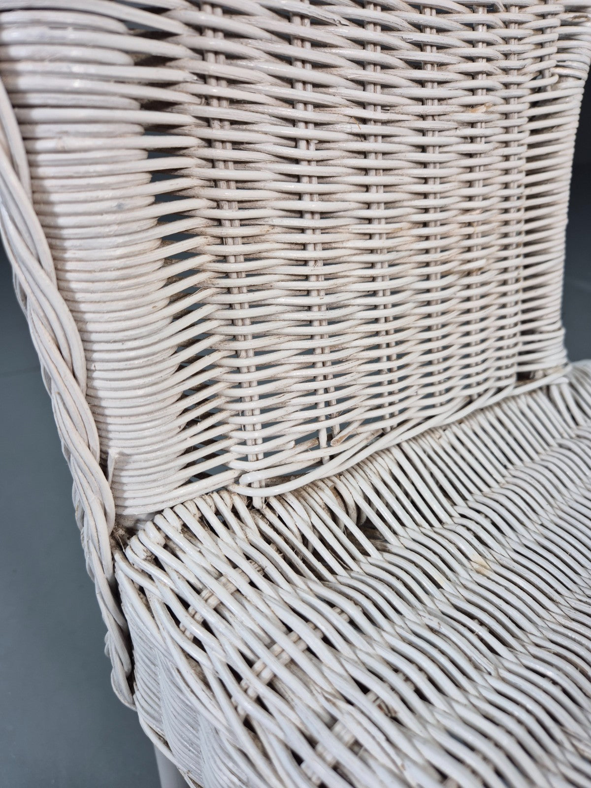 Vintage Rattan Lounge Chair White Painted 1970s Retro EB11219 VBER16