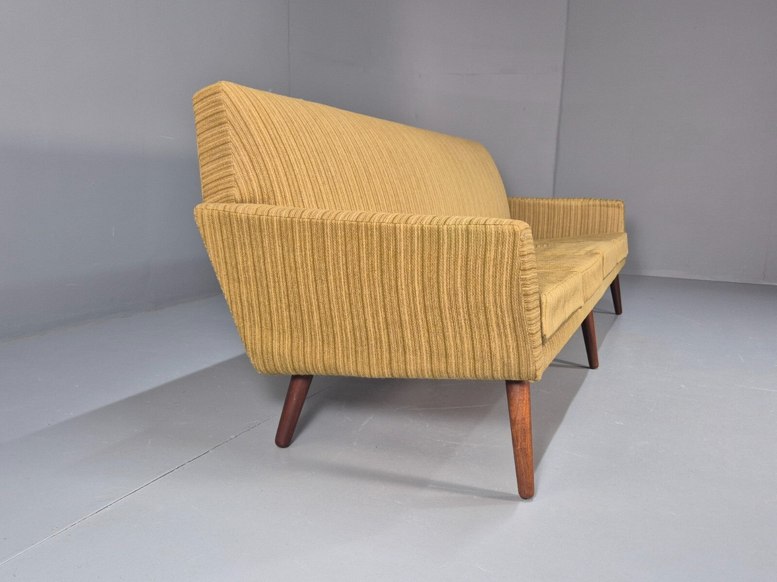 Danish 1960s 4 Seat Sofa Green Wool Teak Legs Retro Mid Century EB9746 M4SS - UKDK FURNITURE