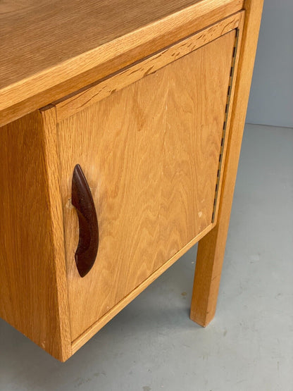 Vintage Danish Oak Desk Teak Handles With Drawers And Storage EB8722 MWOO - UKDK FURNITURE