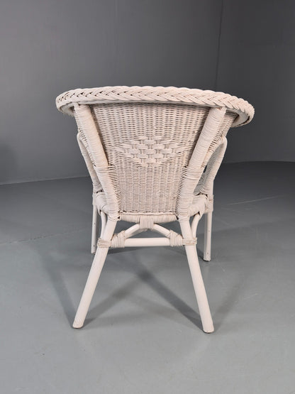 Vintage Rattan Lounge Chair White Painted 1970s Retro EB11219 VBER9