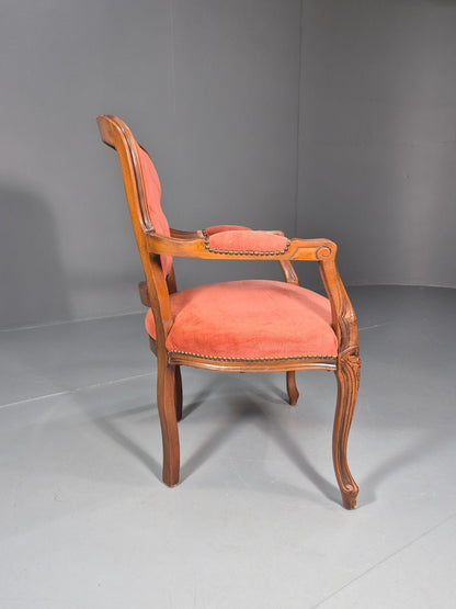 Vintage Rococo Lounge Chair Danish 1970s Reproduction Salmon Pink EB10773 VCLO6