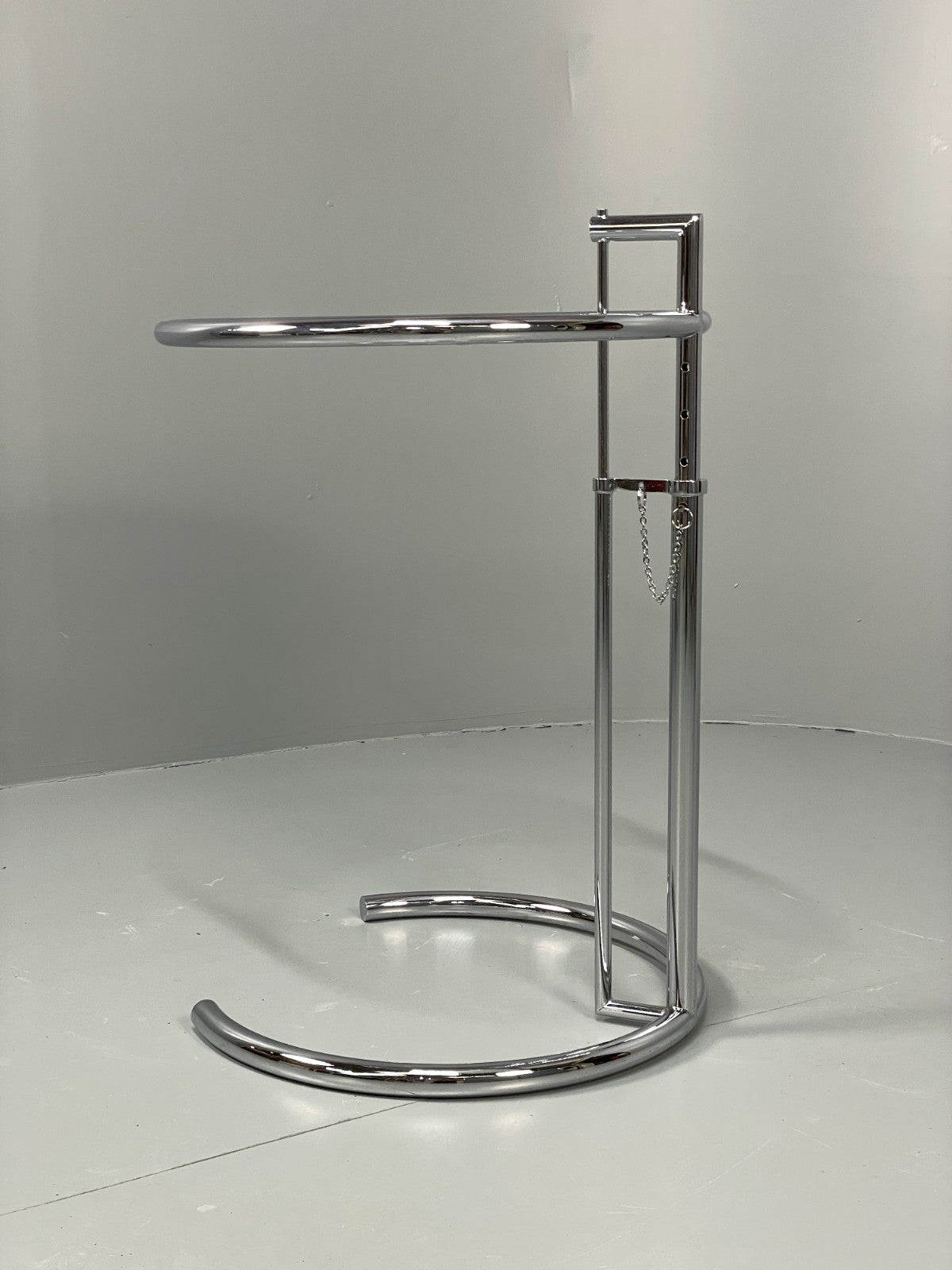 Vintage Chrome Side Table Eileen Grey Style Adjustable Glass Top EB11042 MWOO7