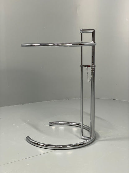 Vintage Chrome Side Table Eileen Grey Style Adjustable Glass Top EB11042 MWOO7