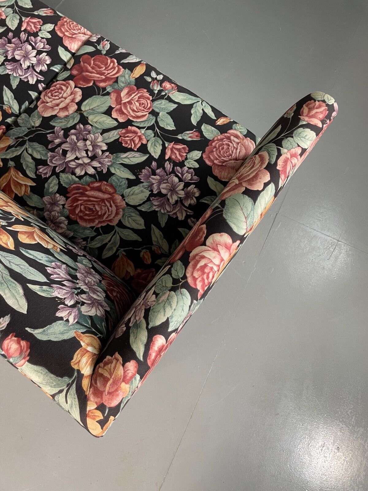 Vintage Danish 2 Seat Sofa Floral Print Oak 1970s Retro Mid Century EB6679 M2SS - UKDK FURNITURE